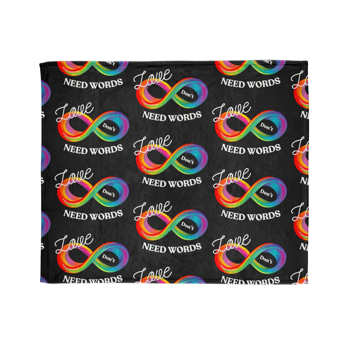 Love Don’t Need Words- Autism Awareness Blanket Black
