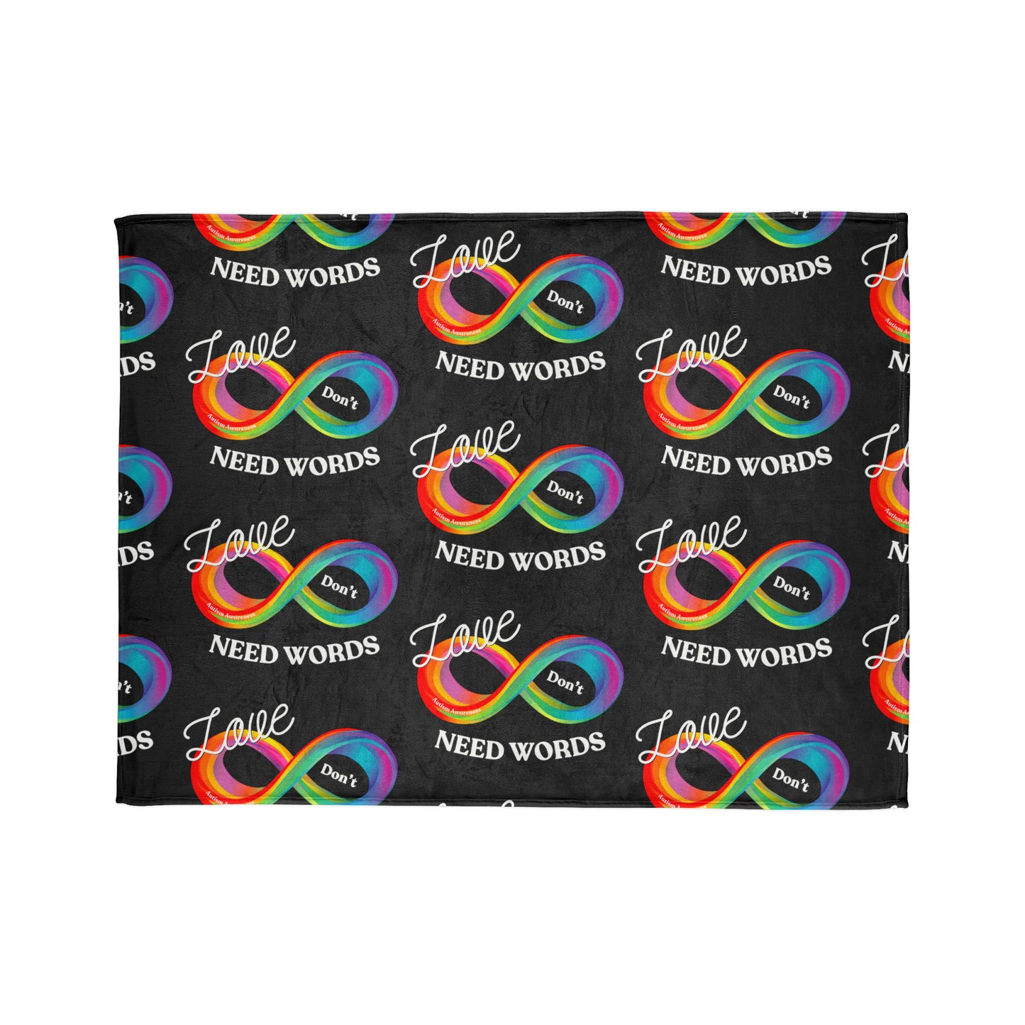 Love Don’t Need Words- Autism Awareness Blanket Black
