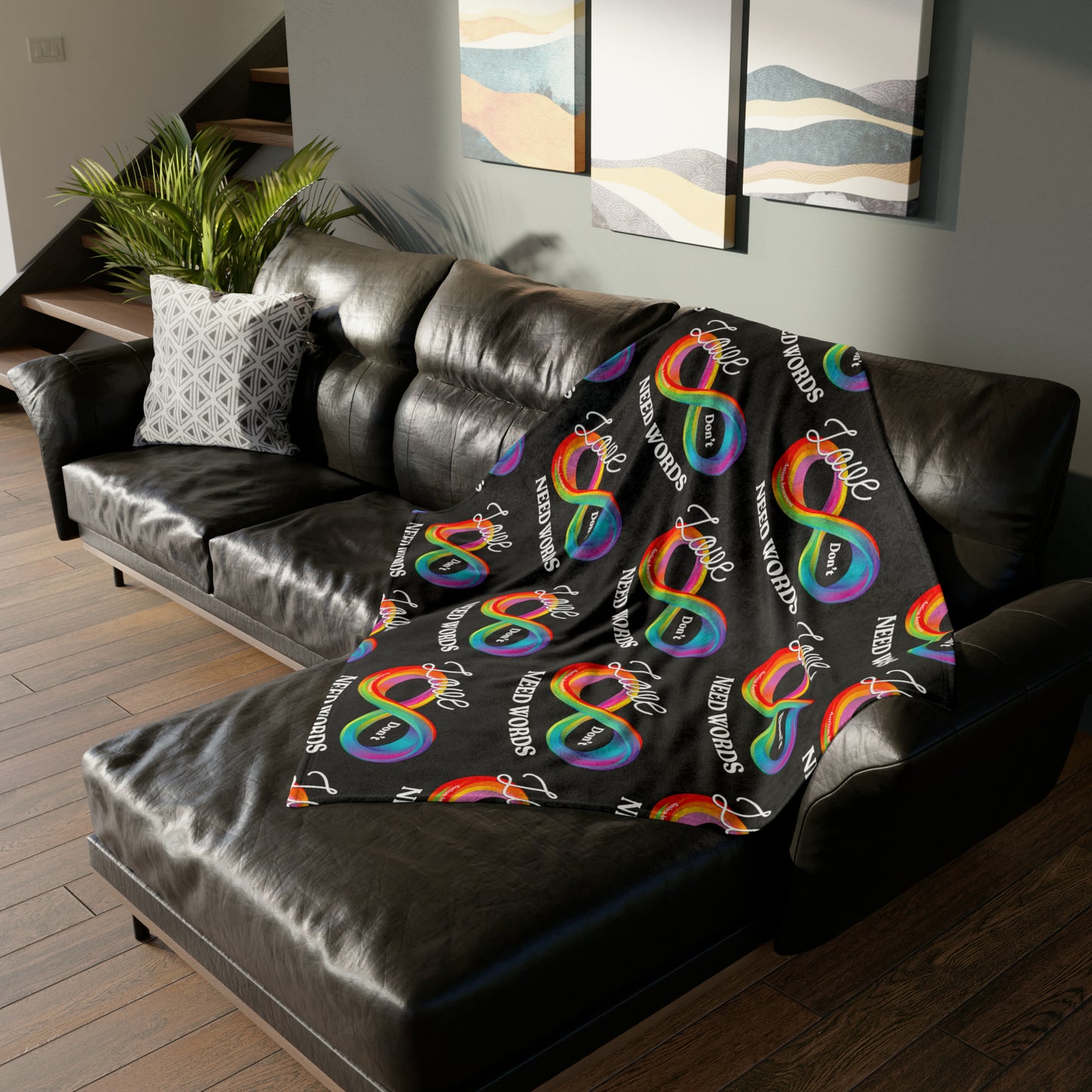 Love Don’t Need Words- Autism Awareness Blanket Black