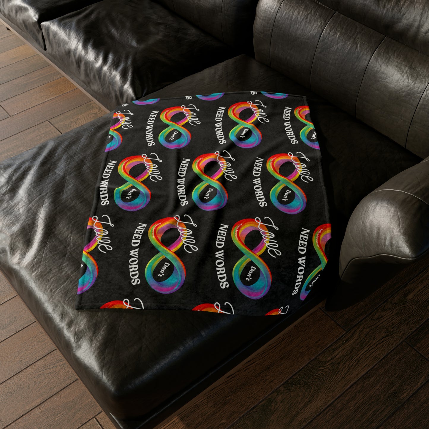 Love Don’t Need Words- Autism Awareness Blanket Black