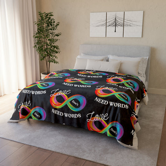 Love Don’t Need Words- Autism Awareness Blanket Black