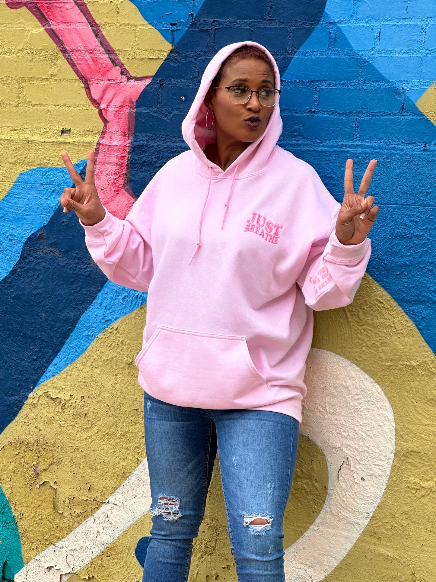 Just Breathe Hoodie- Pink