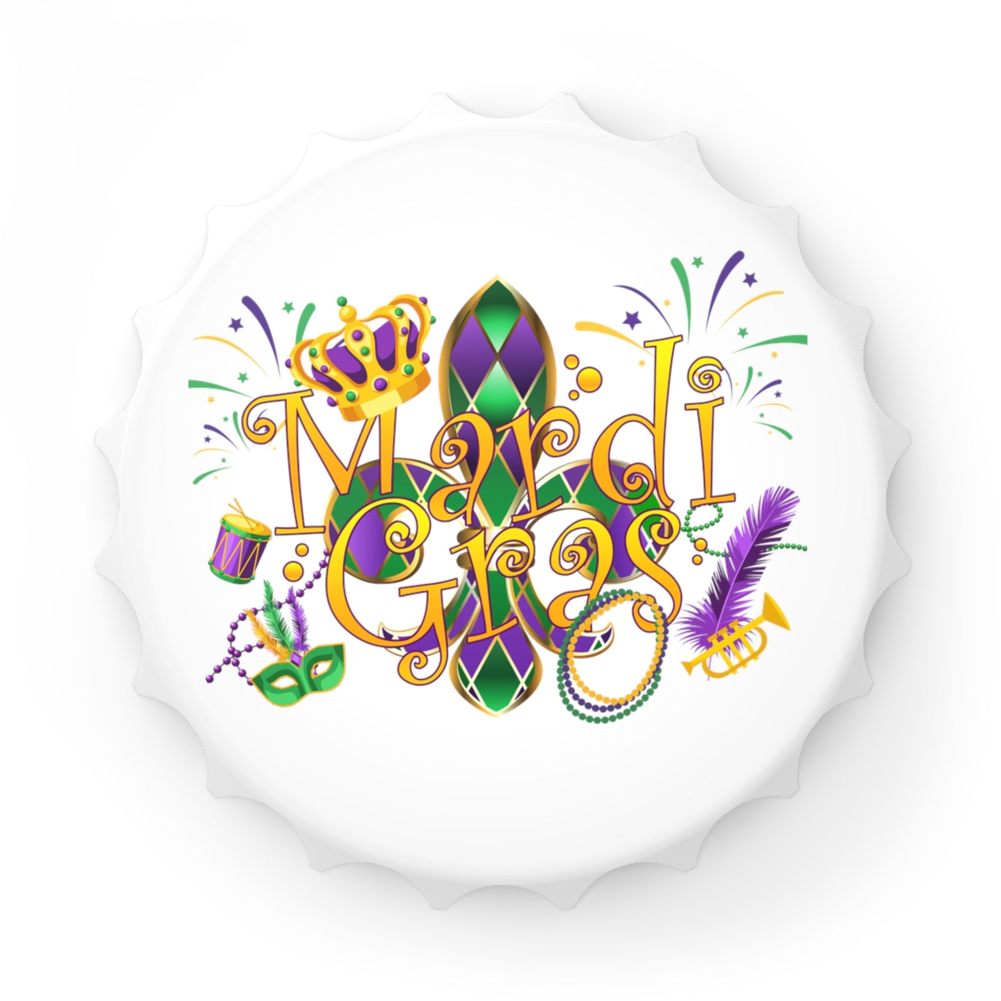 Mardi Gras Bottle Opener Magnet