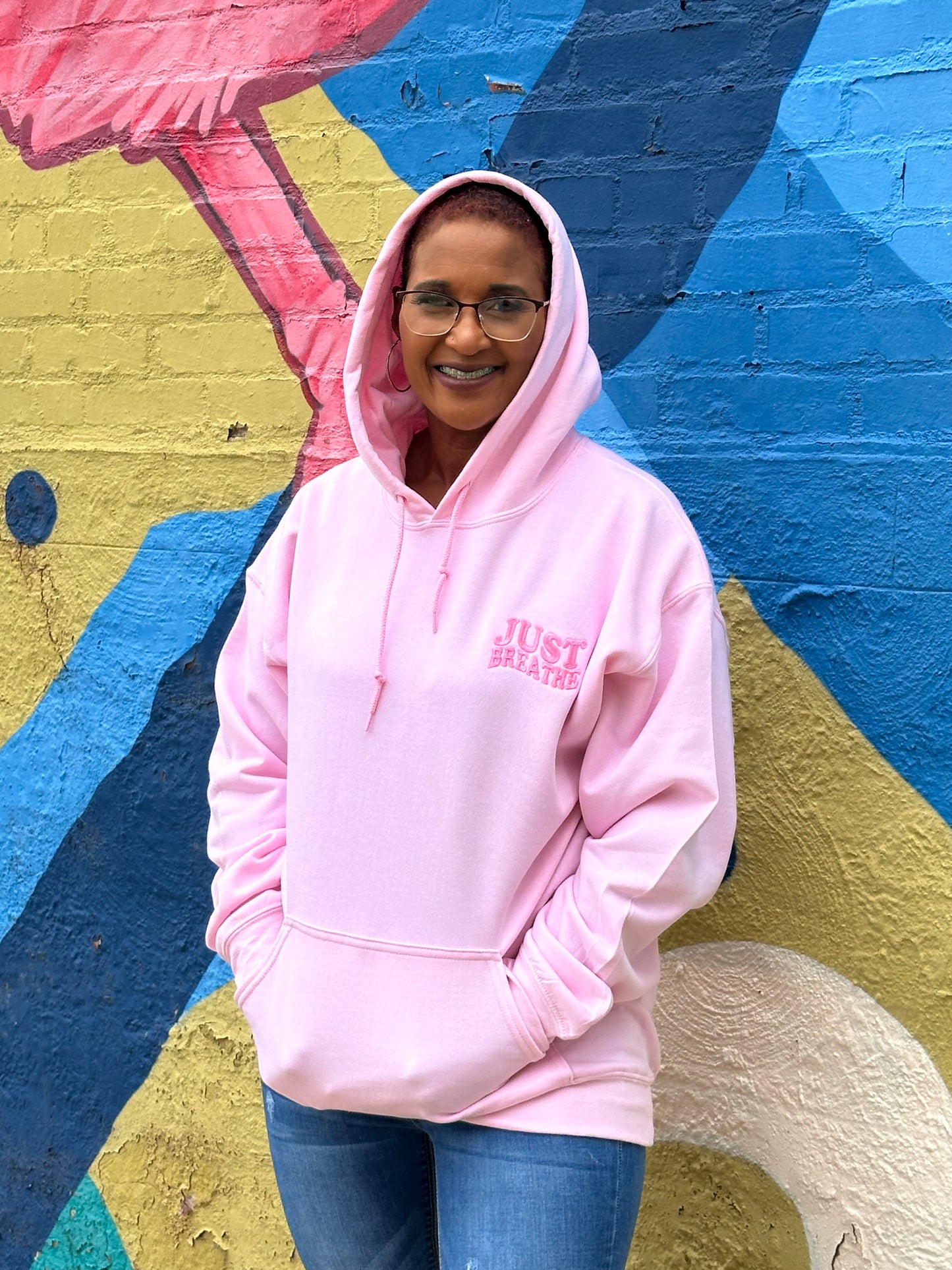 Just Breathe Hoodie- Pink