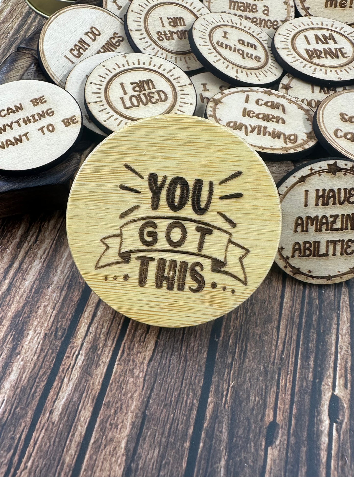 “You Got This” Affirmation Jars with Wooden Tokens