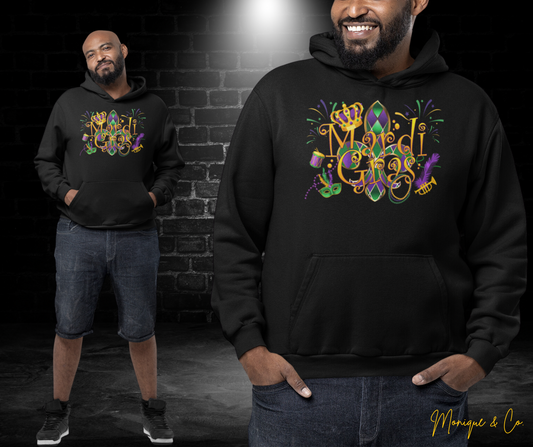 Mardi Gras Bella + Canvas Unisex Sponge Fleece Pullover Hoodie