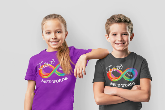 Love Dont Need Words- Autism Awareness Youth Short Sleeve Tee