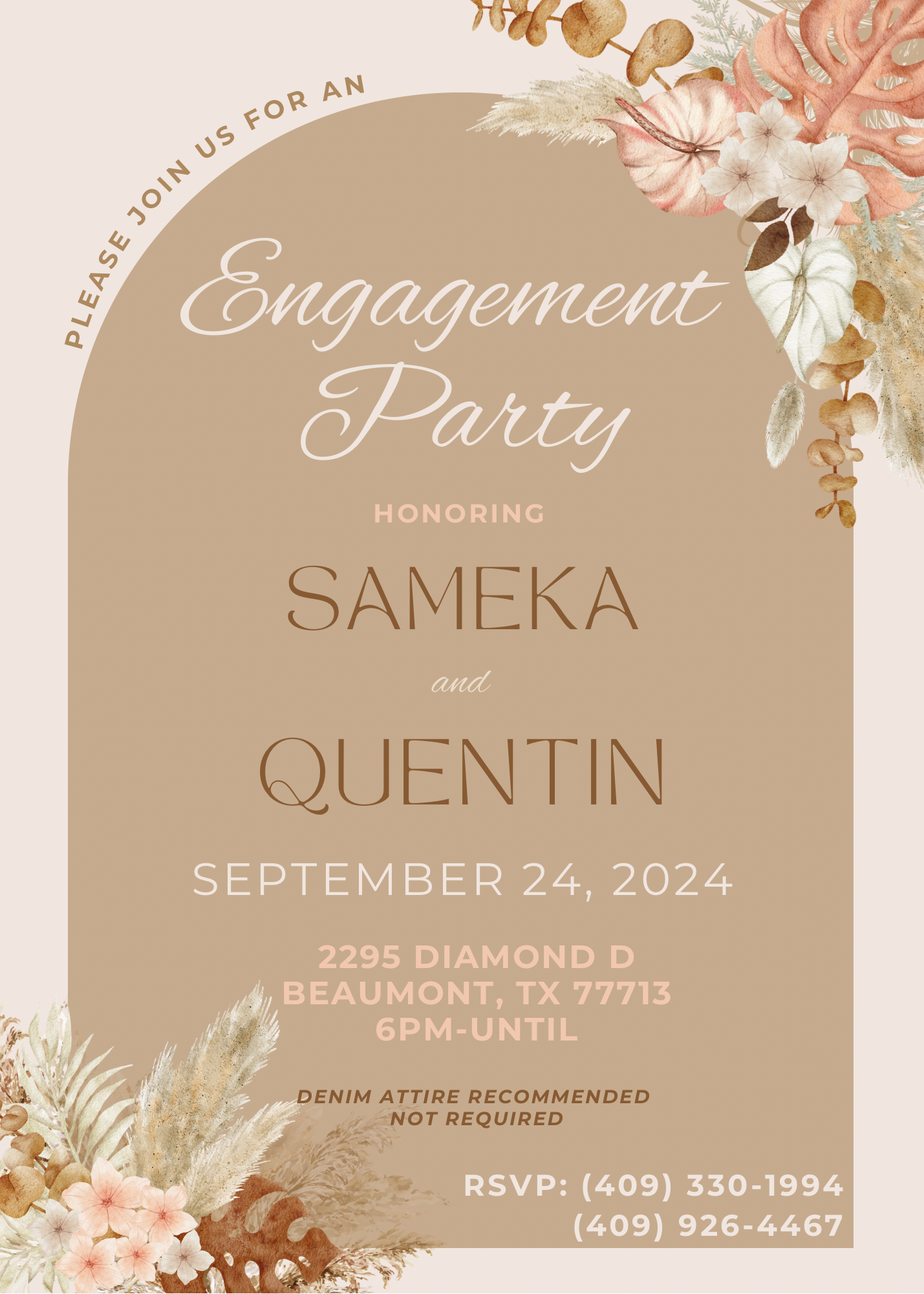 Sameka’s Engagement Party Invites